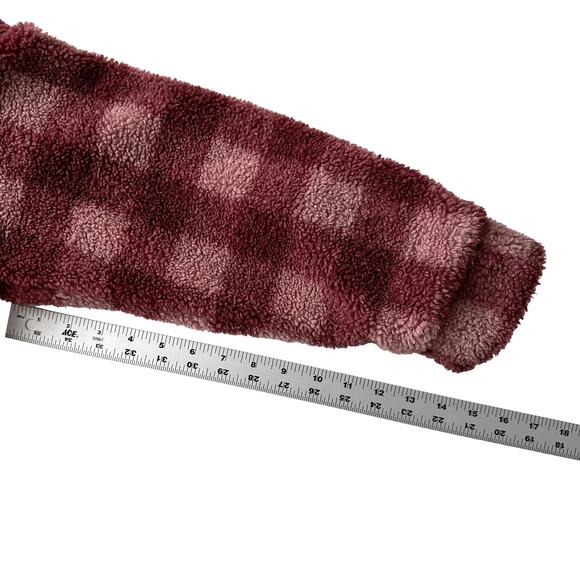 Beach Riot Laurie Buffalo Check Plaid Sherpa Berry Shacket Shirt Jacket M - Picture 6 of 7